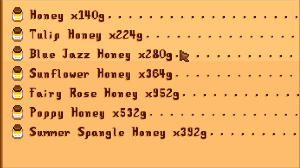 Honey comparisons In Stardew Valley For Money