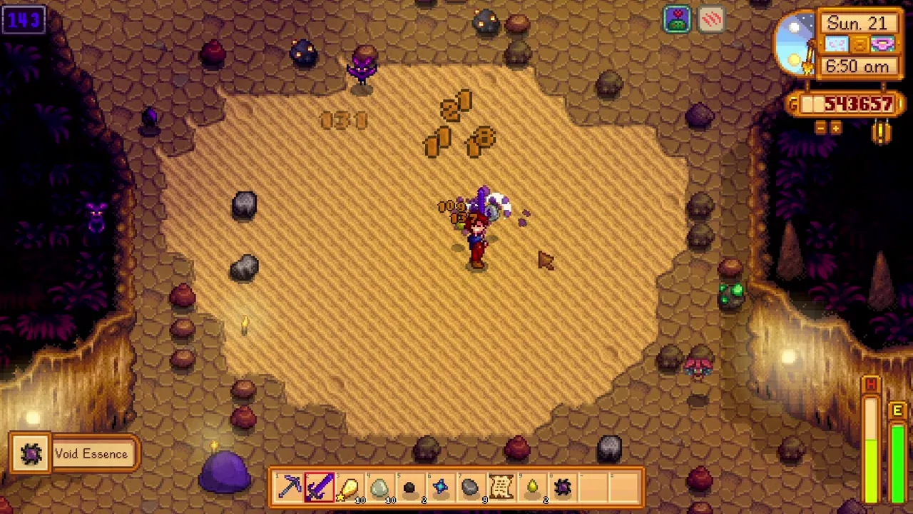 A Fairy trinket accompanying the farmer in combat in Stardew Valley
