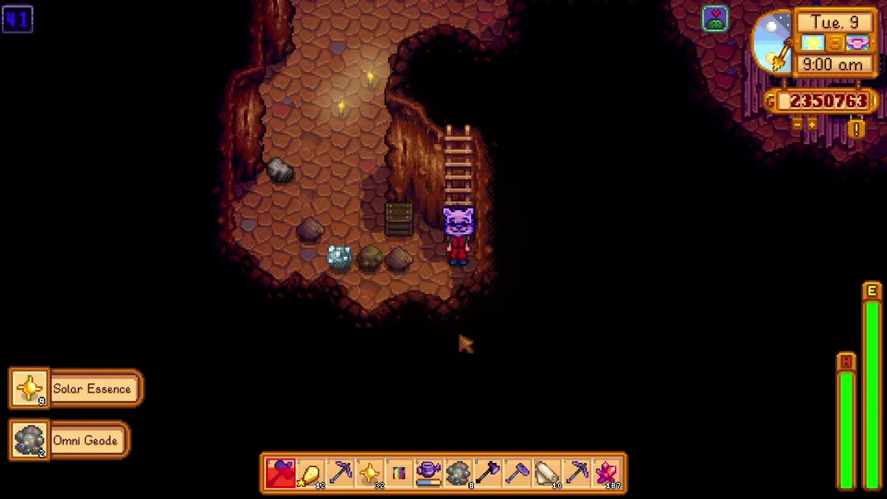 Fighting in Skull Cavern with the knockback build in Stardew Valley