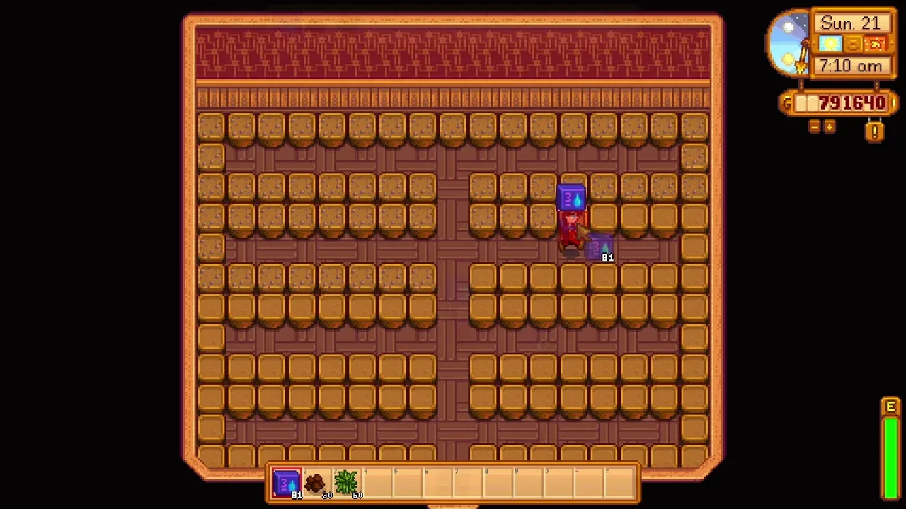 Stardew Valley Garden Pots: Garden Pots arranged inside a shed in Stardew Valley