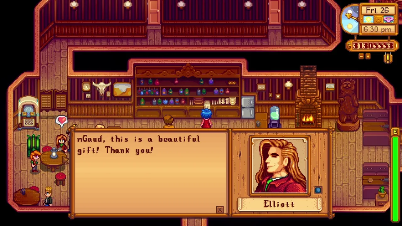 Qi Gems in Stardew Valley: Giving Elliott a gift for friendship in Stardew Valley