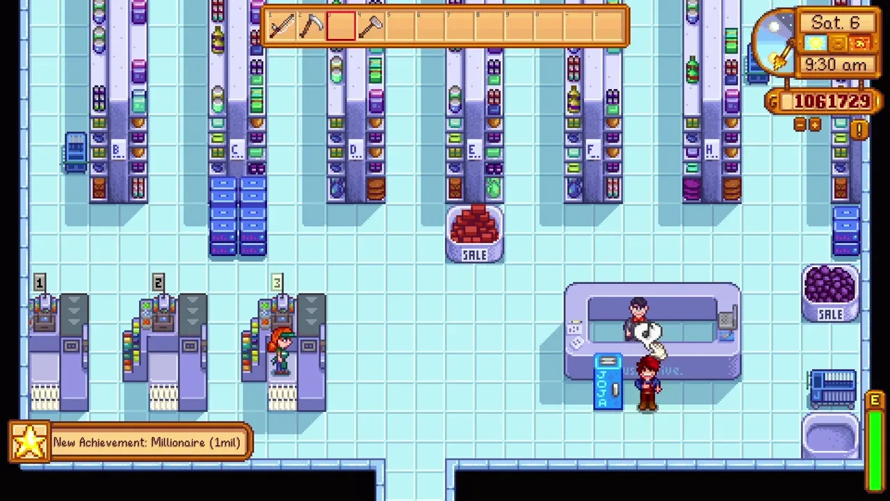 Morris at his JojaMart counter in Stardew Valley