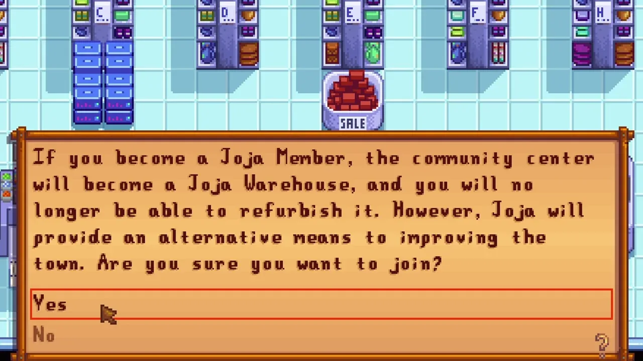 Morris offering JojaMart membership in Stardew Valley