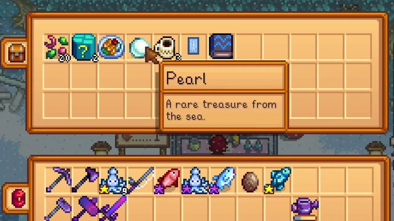 SquidFest rewards including a Pearl in Stardew Valley