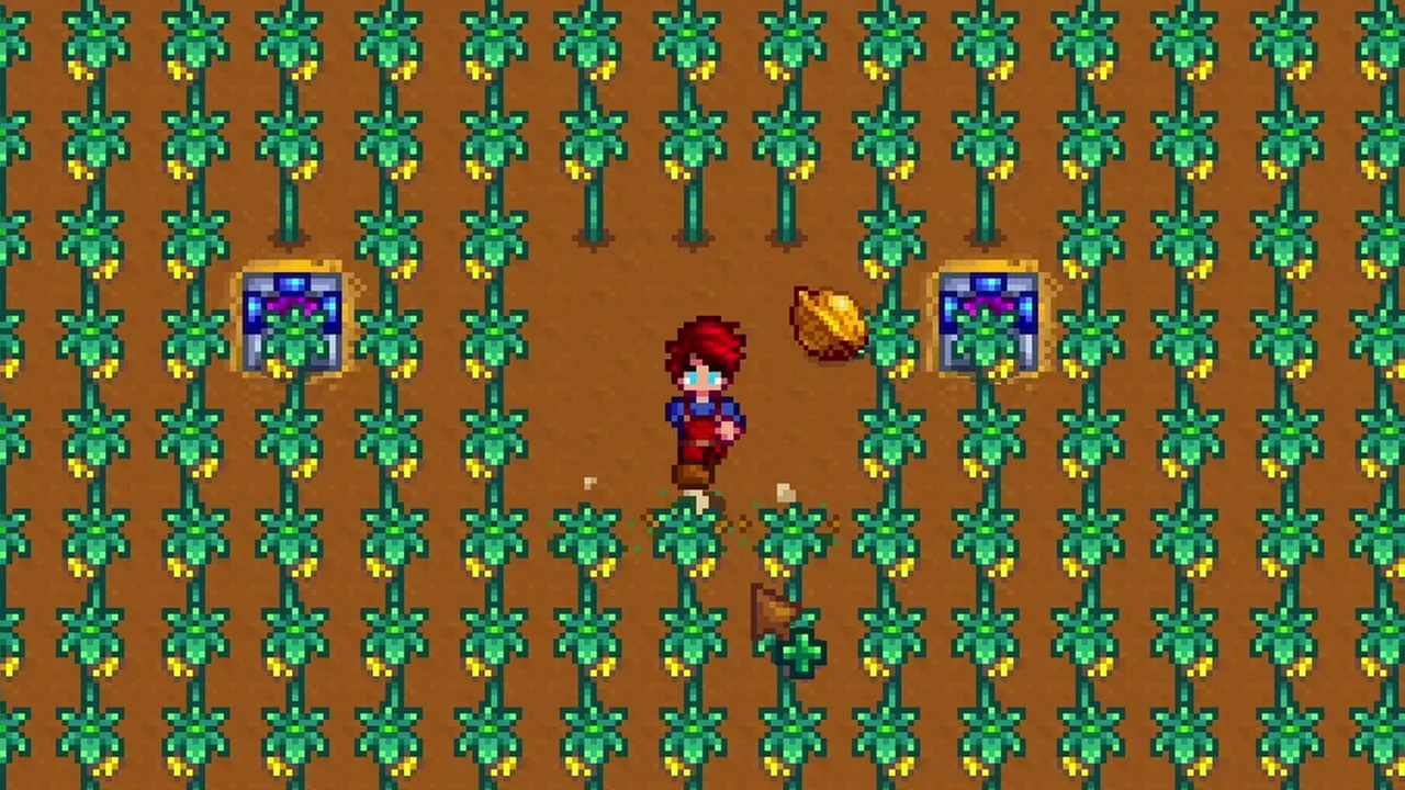 Starfruit growing on the farm in Stardew Valley