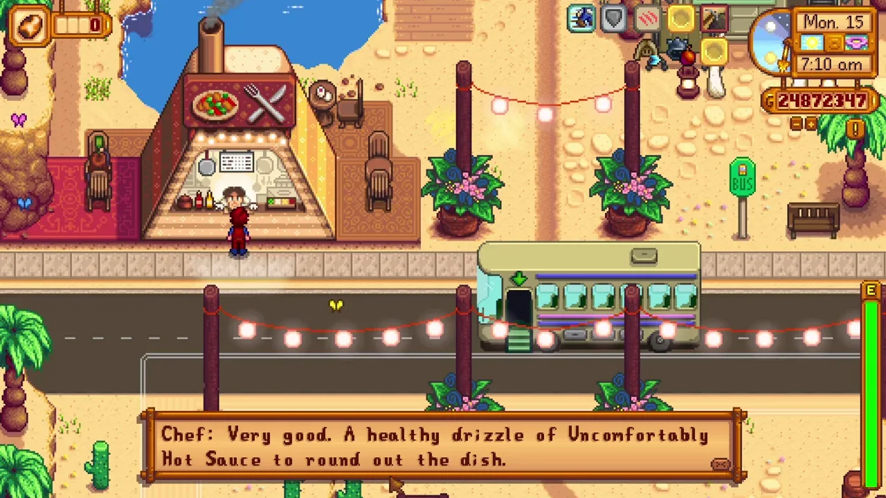 The Desert Chef’s festival menu in Stardew Valley