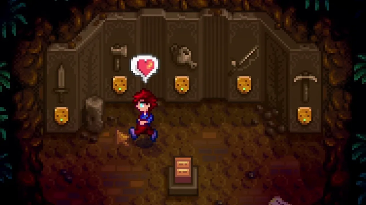 Stardew Valley Mastery guide: The five skill pedestals inside the Mastery Cave in Stardew Valley