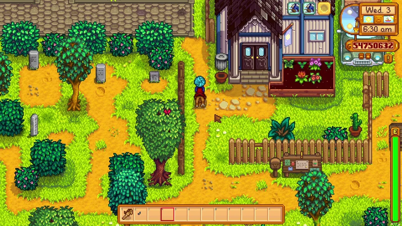 Qi items in Stardew Valley: Using the Horse Flute on the farm in Stardew Valley