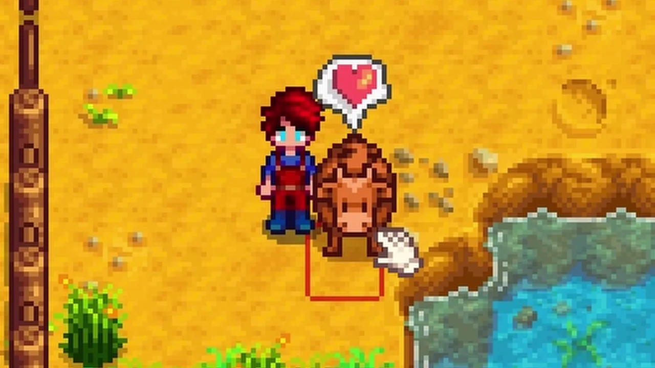 Stardew Valley: Petting a farm animal