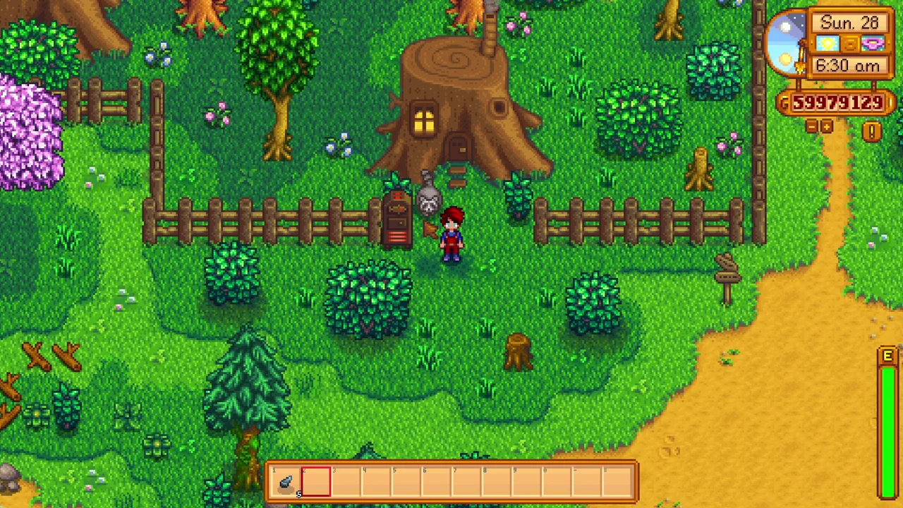 Stardew Valley: The raccoon stump in Cindersap Forest