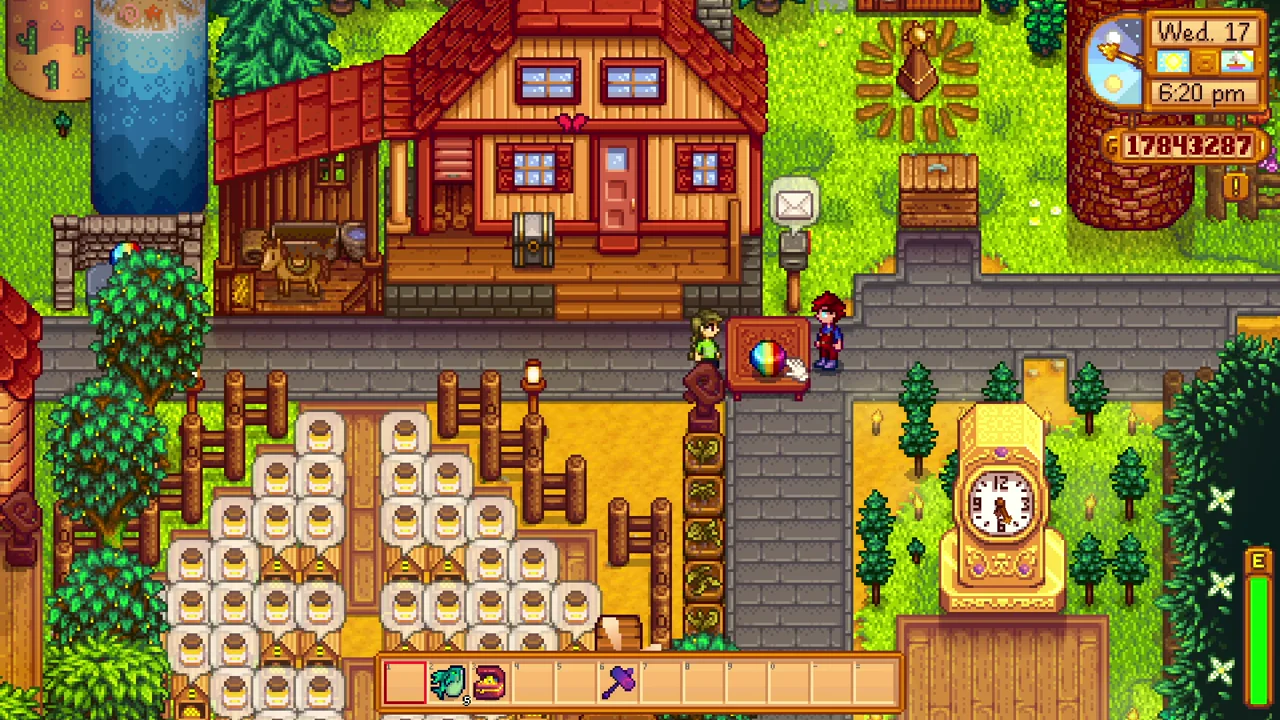 Stardew Valley: A multiplayer item demonstration on the farm