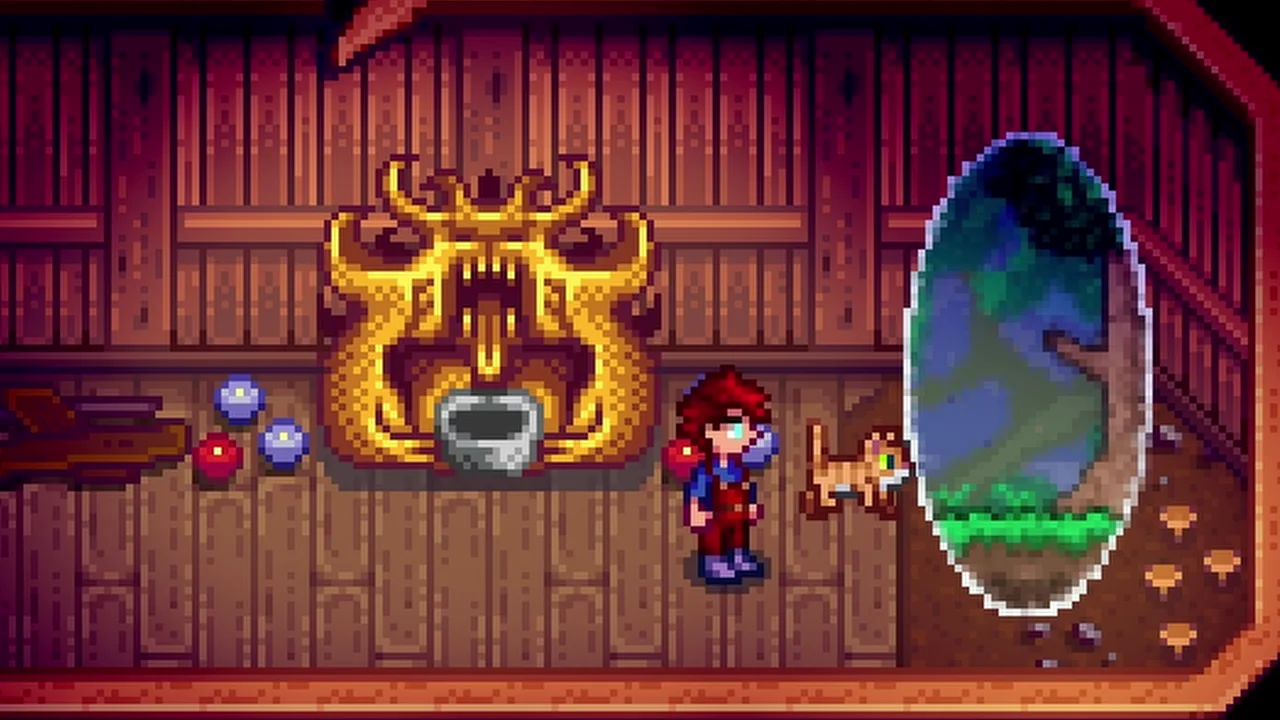 Stardew Valley: The Meowmere shrine in the Wizard’s basement
