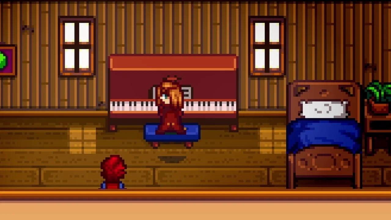 Stardew Valley: Playing the piano in Elliott’s cabin