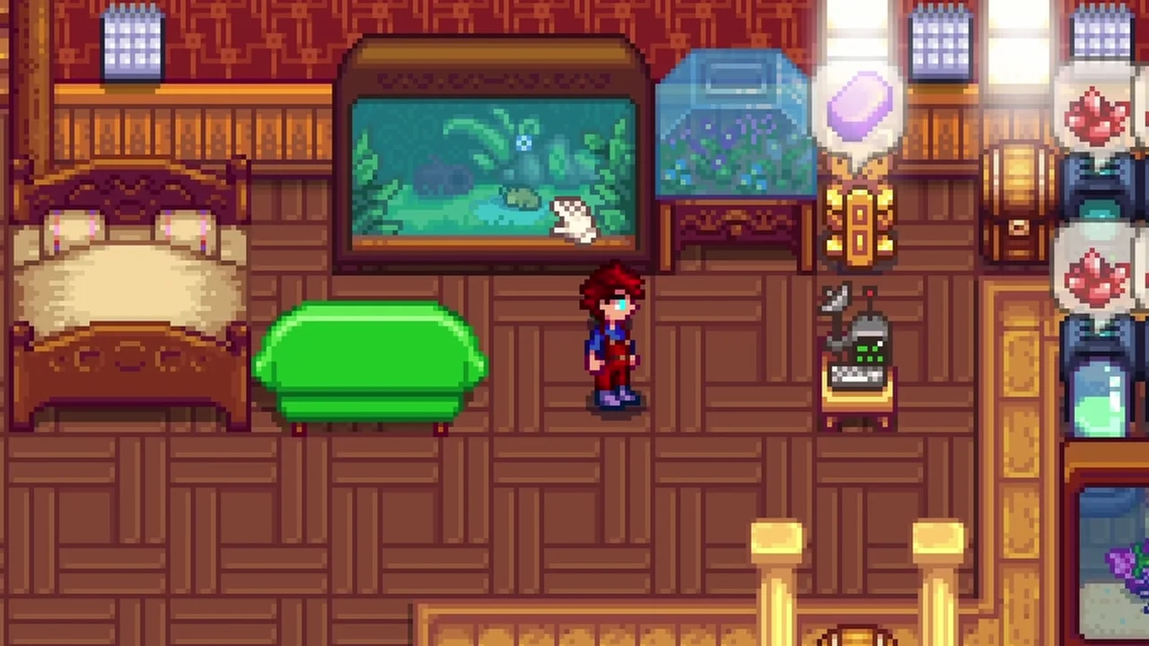 Stardew Valley: A Jungle Tank inside the farmhouse