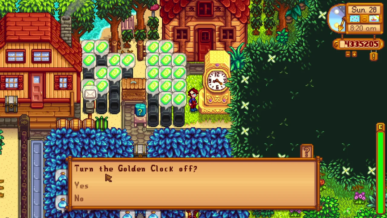 Stardew Valley: The Gold Clock on and off dialogue