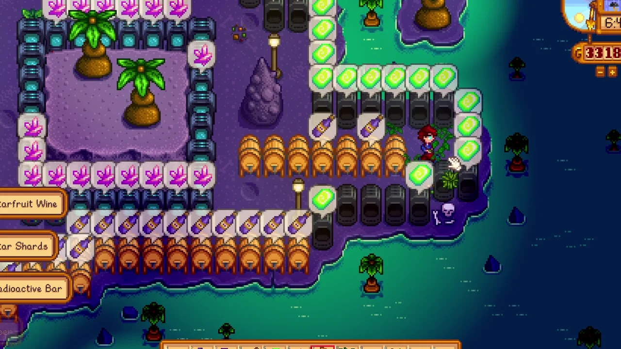 Stardew Valley: Processing machines inside the Mutant Bug Lair