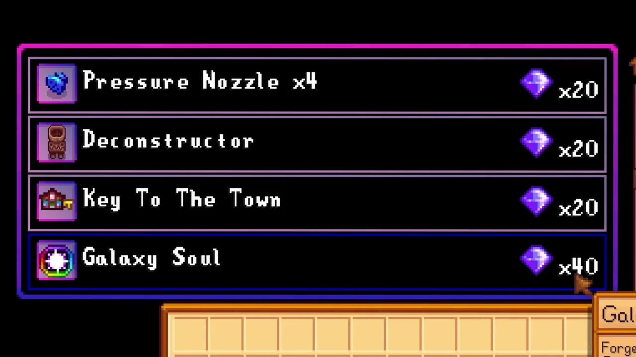 Stardew Valley: Galaxy Souls in Qi’s reward shop