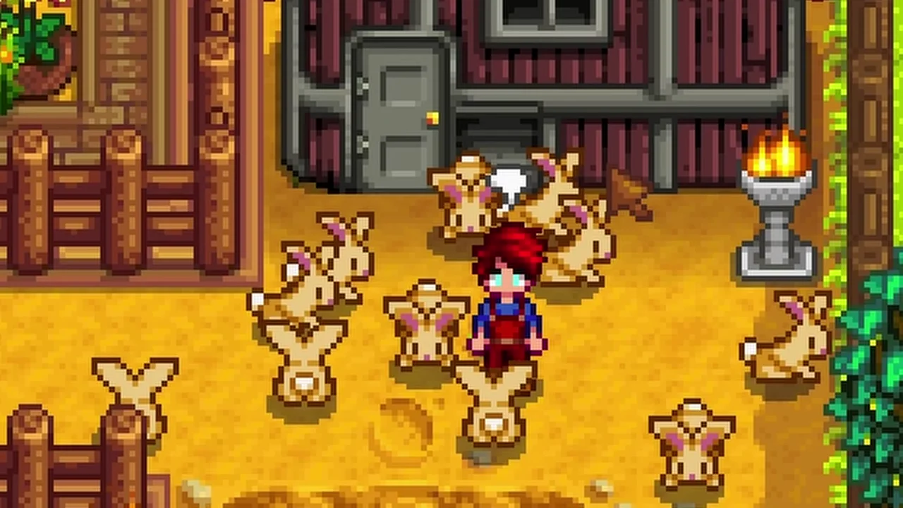 Stardew Valley: Rabbits inside a coop