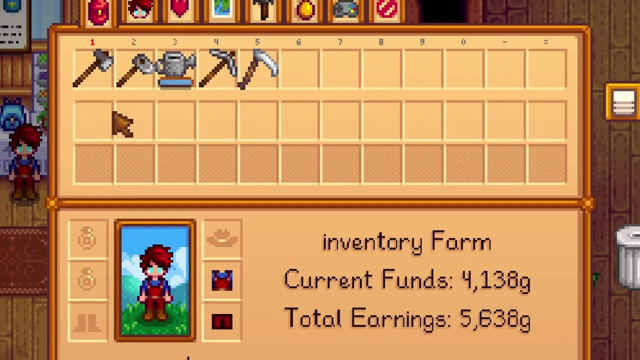 Stardew Valley: Checking available inventory space
