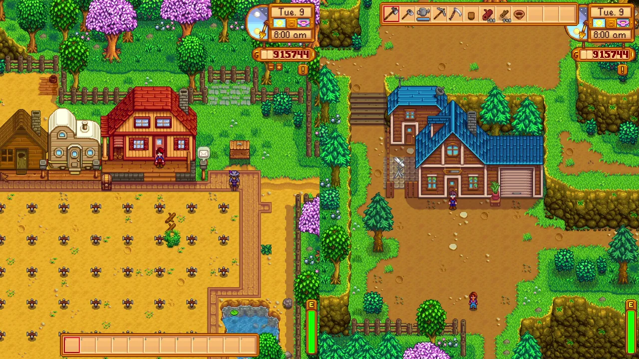 Stardew Valley: Cabins arranged around a farm