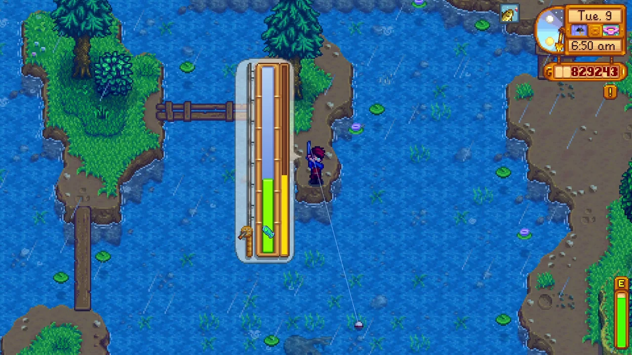 Stardew Valley: The fishing minigame at the mountain lake