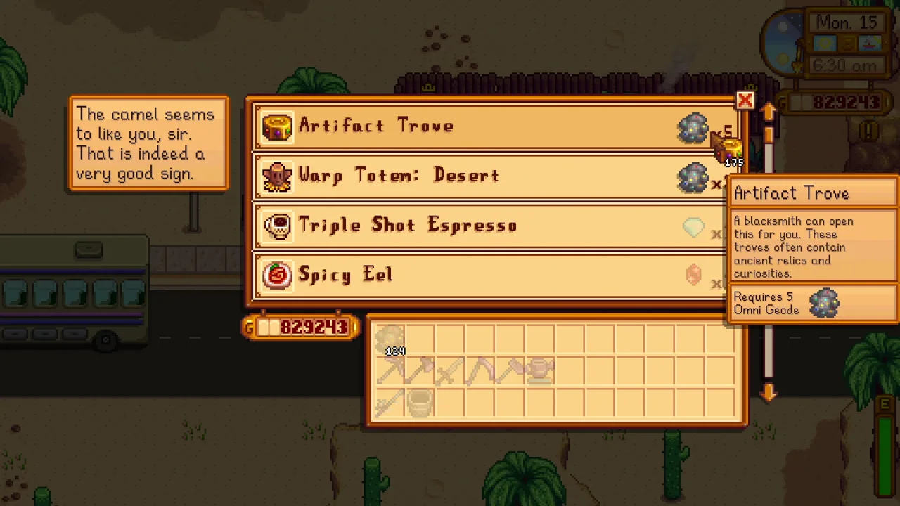 Stardew Valley: Artifact Troves at the Desert Trader