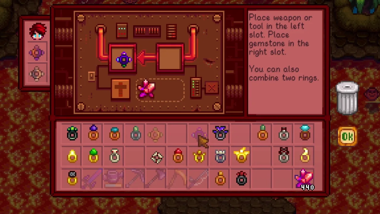Stardew Valley: Combining rings at the island Forge
