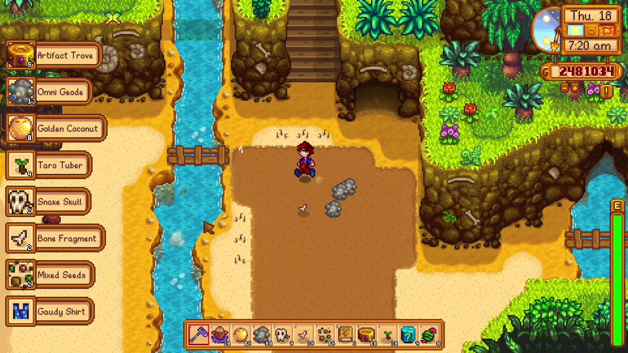 Stardew Valley: Collecting items at the Dig Site