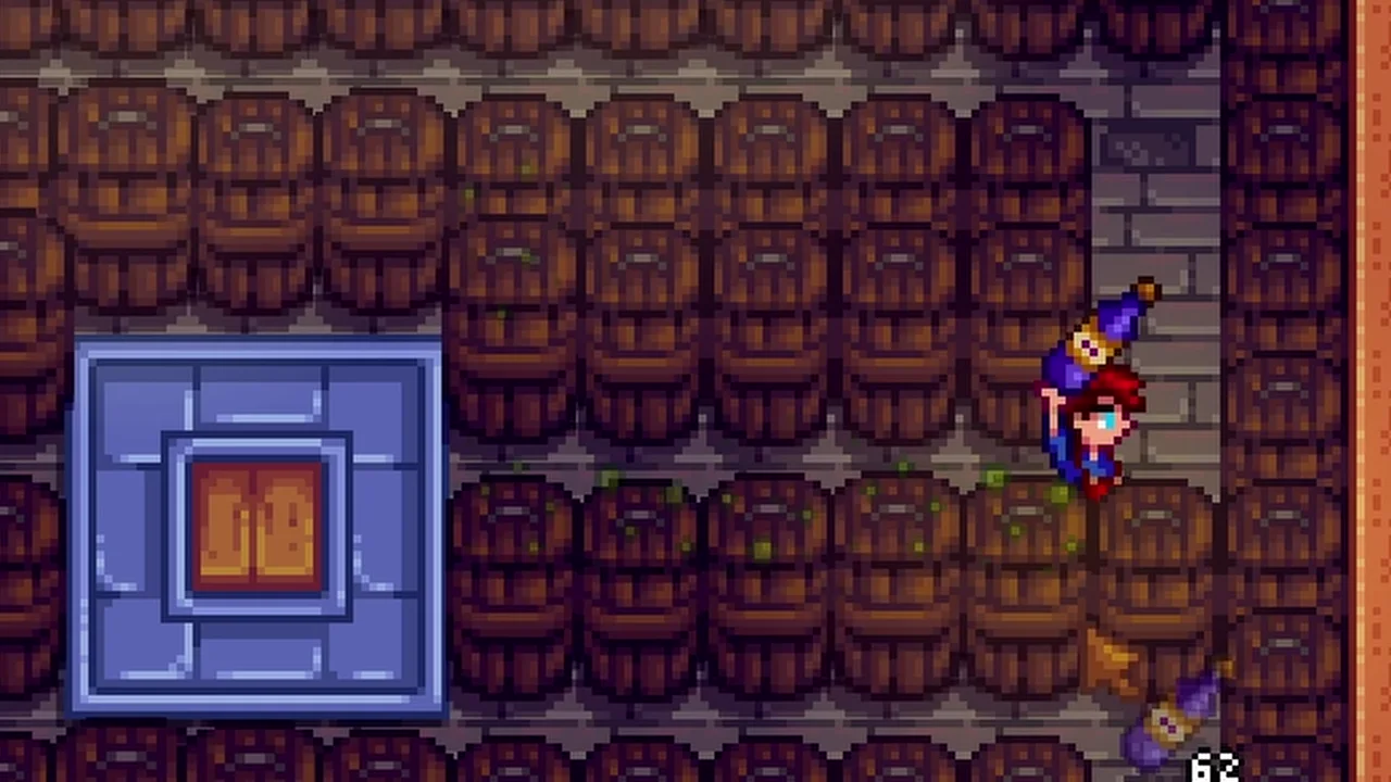 Stardew Valley: Casks arranged in the cellar