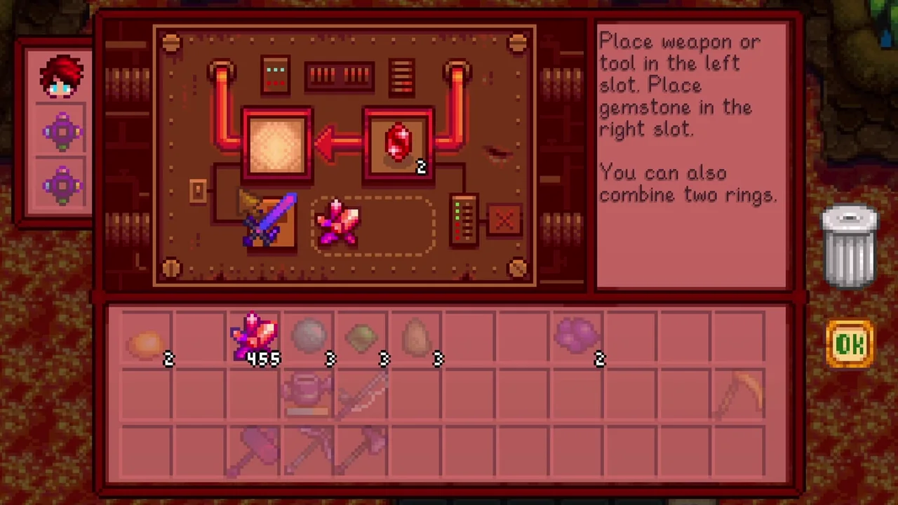 Stardew Valley: Upgrading a weapon at the Forge