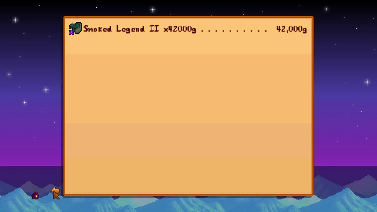 Stardew Valley: Smoked Legend II selling for 42000g