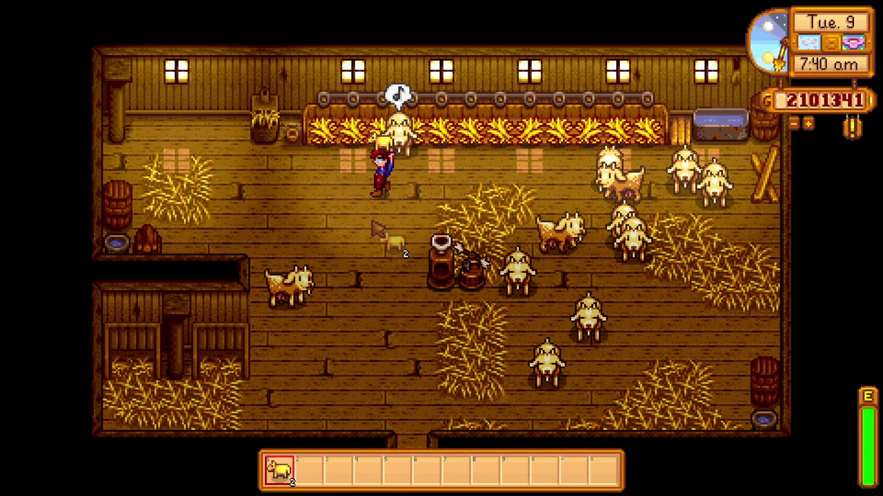 Stardew Valley: Collecting milk from goats
