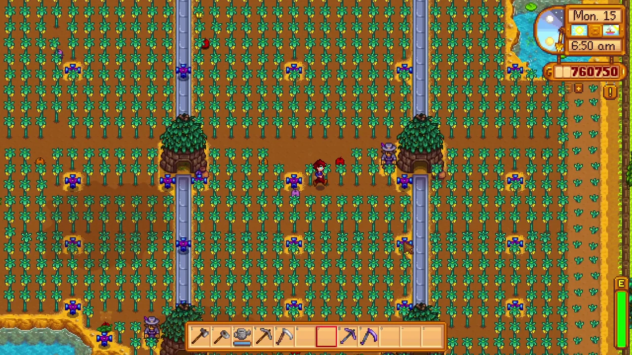 weird ways to get rich: Hops growing around a Junimo Hut