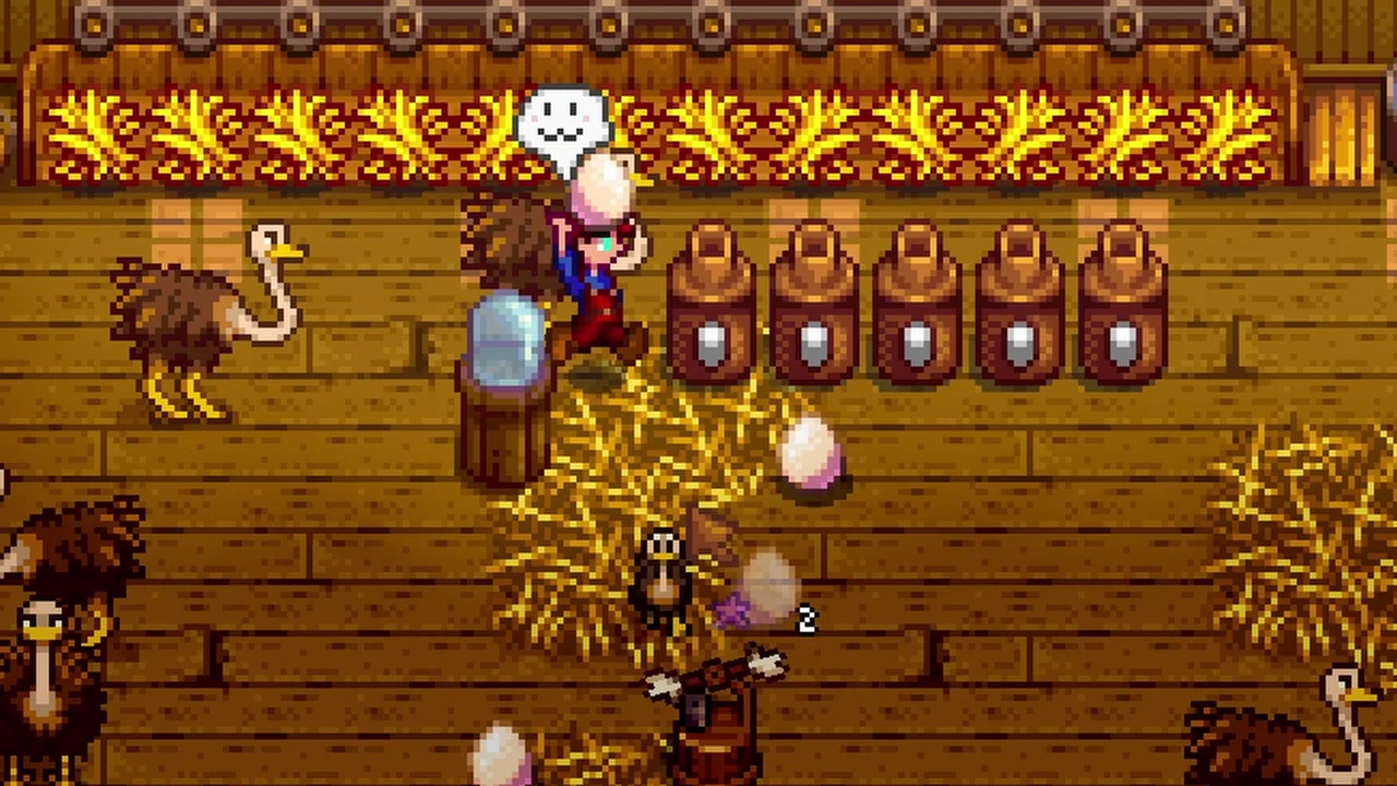 Stardew Valley: Ostriches inside a barn