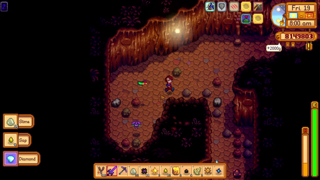 Stardew Valley: Collecting monster loot in Skull Cavern