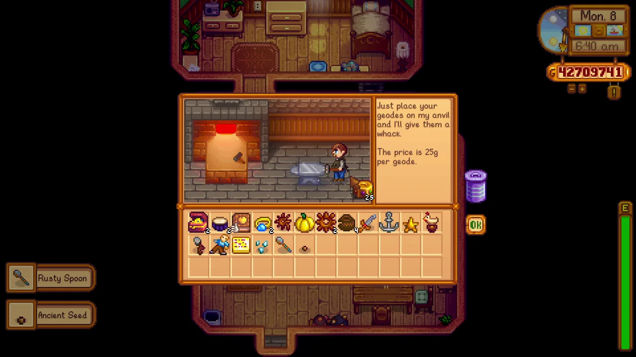 Stardew Valley: Opening Artifact Troves at Clint’s shop