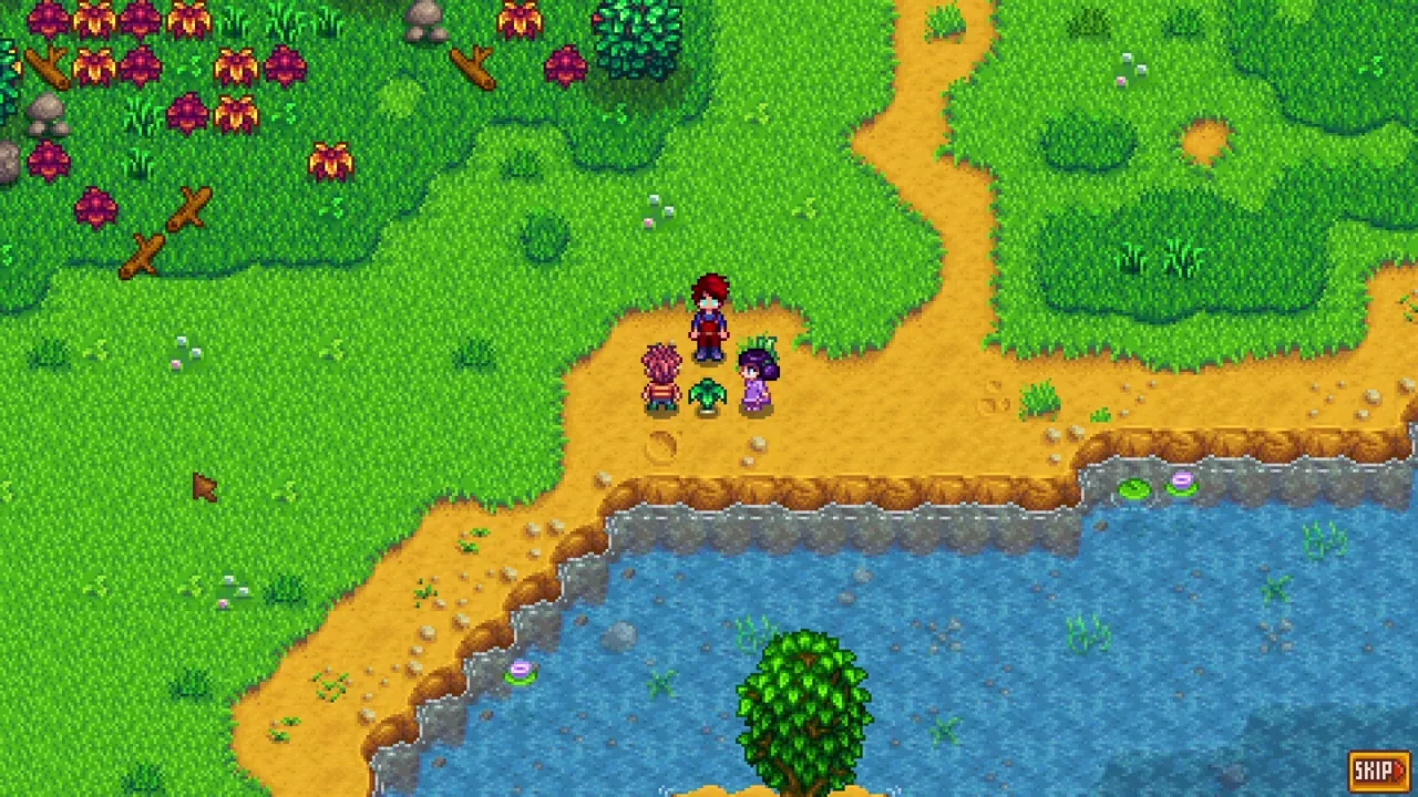 Vincent and Jas during the Spring Onion Mastery event in Stardew Valley