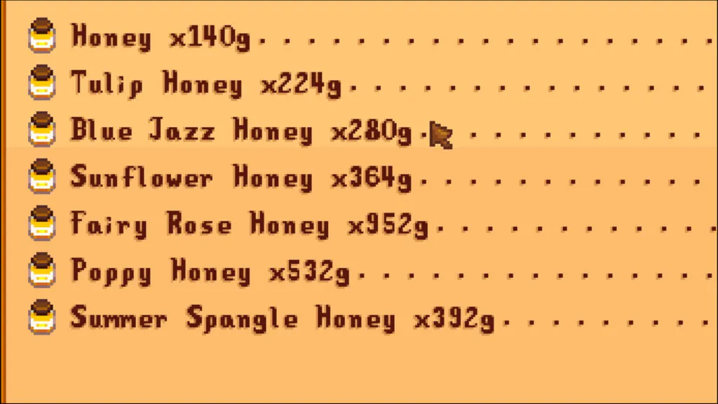 Honey comparisons In Stardew Valley For Money