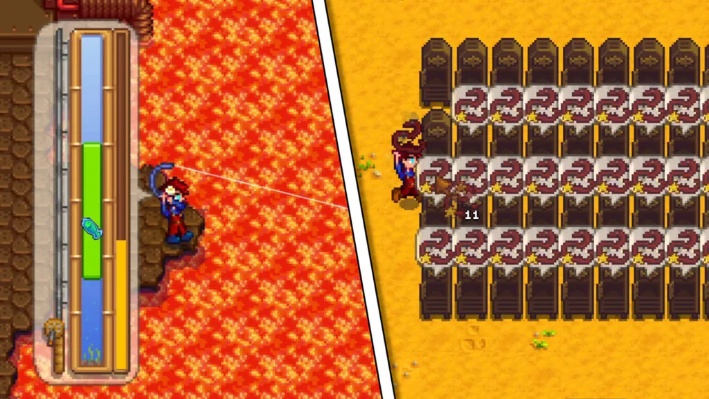 Catching a Lava Eel and a row of Fish Smokers