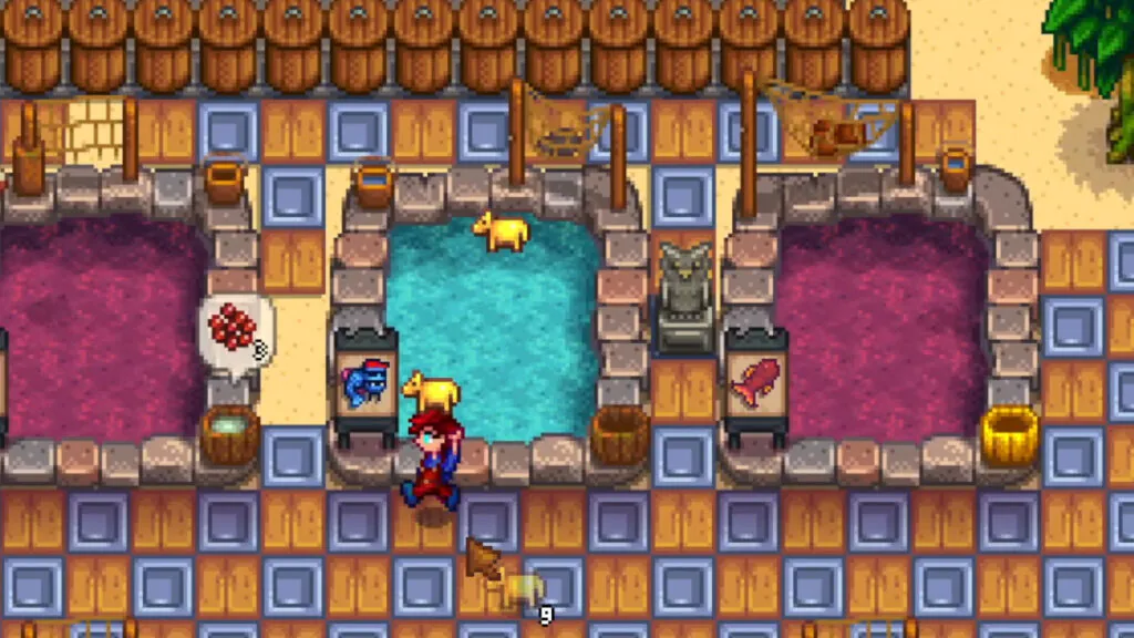 Stardew Valley Golden Animal Cracker on Fish Pond