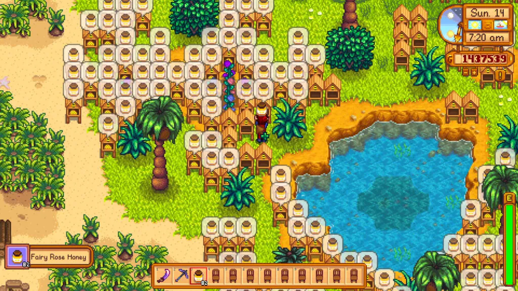 Bee Houses Making Fairy Rose Honey On Ginger Islane In Stardew Valley