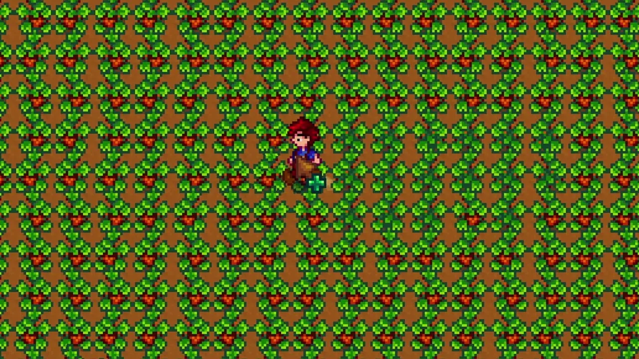 Stardew Valley: An irrigated field of crops