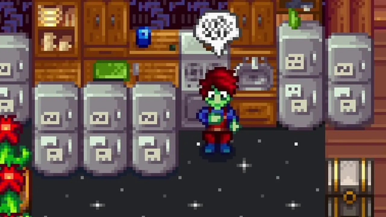 Stardew Valley: Fish stored among kitchen ingredients