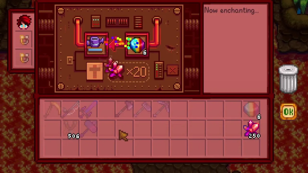 Stardew Valley: Selecting equipment at the Forge