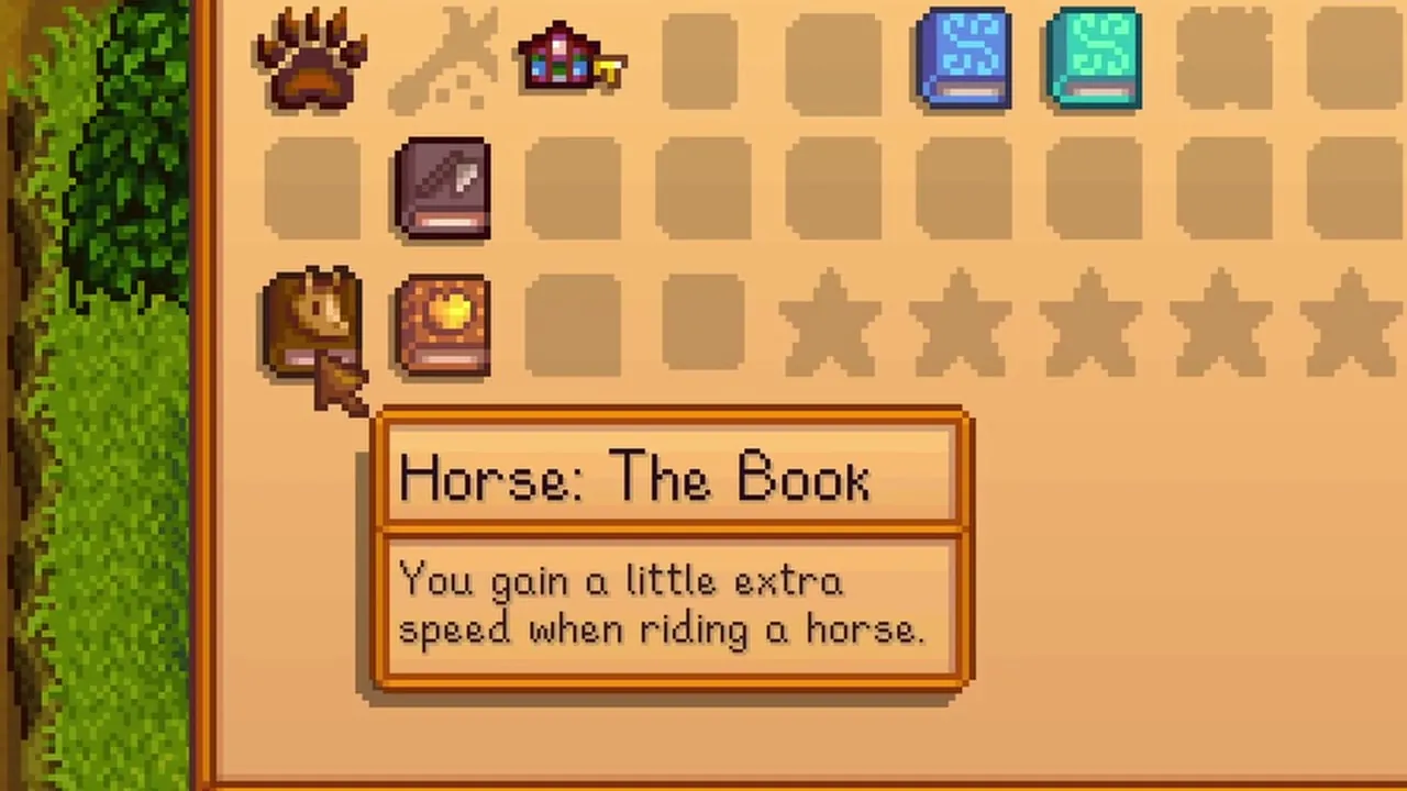 Stardew Valley: Horse: The Book displayed in the inventory