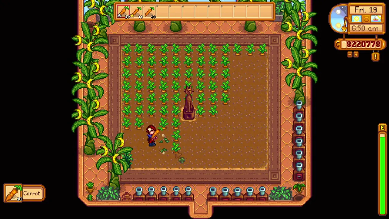 Stardew Valley: Crops and seeds inside the greenhouse