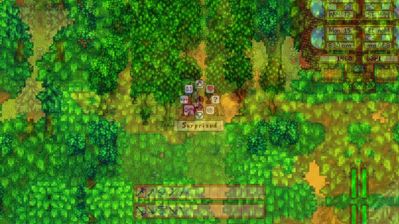 Stardew Valley: A densely planted tree area