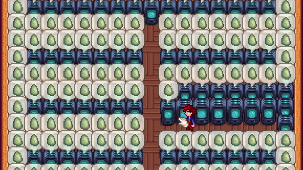 Stardew Valley: Jade ready in rows of Crystalariums