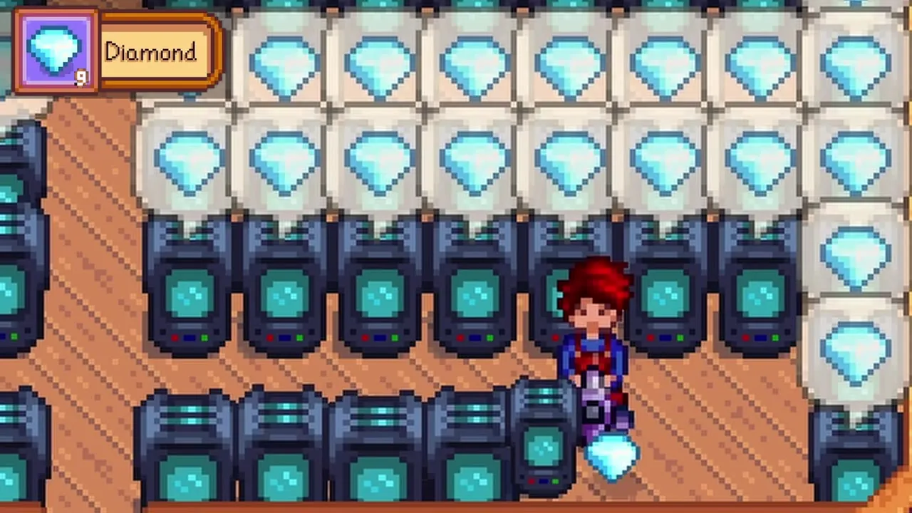 Stardew Valley: Diamonds ready to collect from Crystalariums