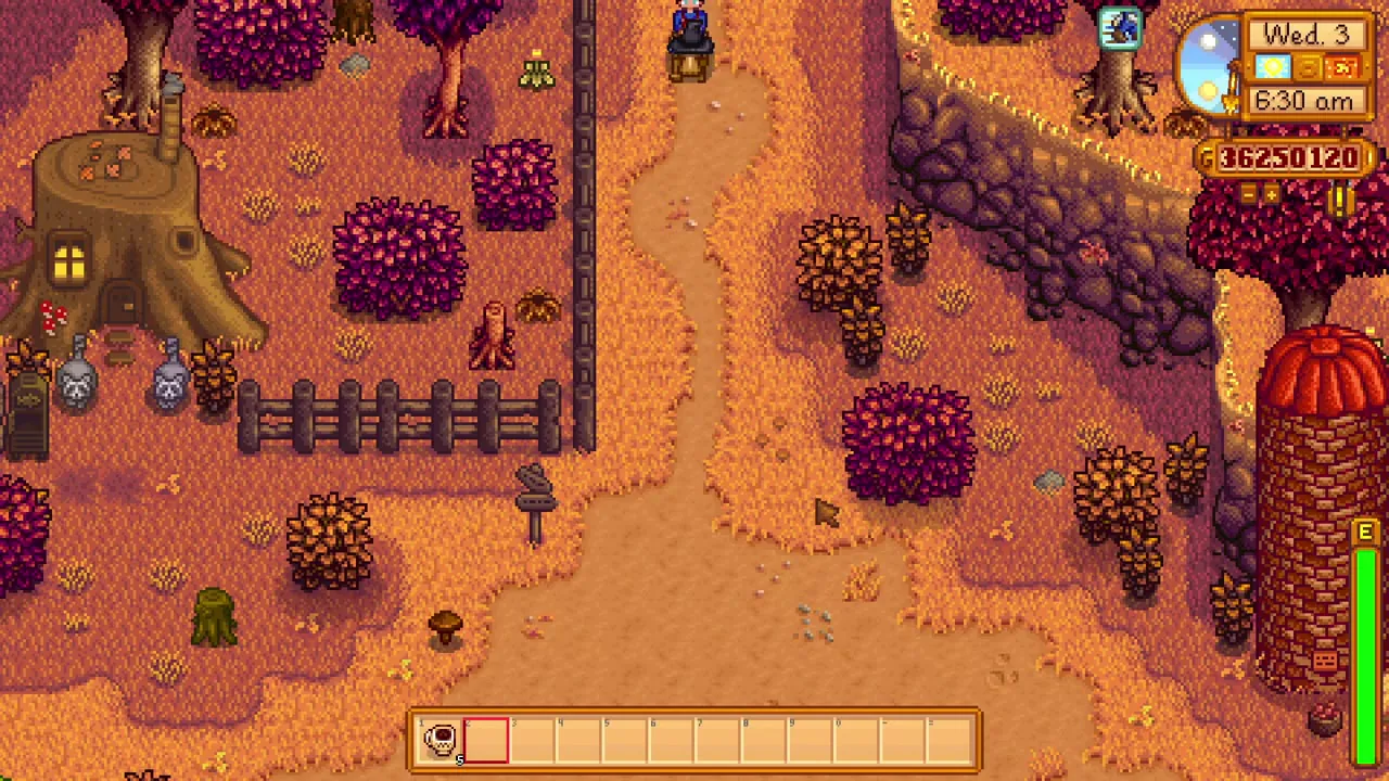Stardew Valley: The farmer on a path near the farm